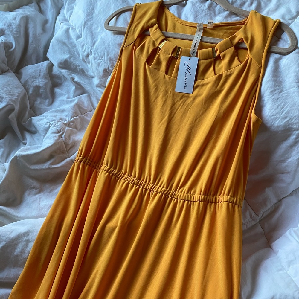 Golden Yellow Long Dress (Gold Detailing)